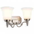 Aspen Creative 62021-2 Two-light Metal Bathroom Vanity Wall Light Fixture 15 1 2 Wide Transitional Design In Satin Nickel With 