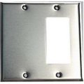 Mulberry 97422 430 Stainless Steel Box Mount Standard Size Gfi Surge 2-gang Combination Wallplate 1 Blank Block Duplex Gfi 