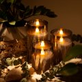 Wyzworks Silver Gray Metallic Led Tinted Glass Mirrored Flickering Flameless Pillar Candles Set Of 3 W Remote Control Timer 