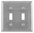 Bryant Electric Ss2 2-gang 2-toggle Standard Size 302 304 Stainless Steel Wallplate With Removable White Protective Film 