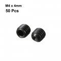 Uxcell 50pcs Black M4 X 4mm Alloy Steel Hex Socket Set Grub Screws Headless Cup Point