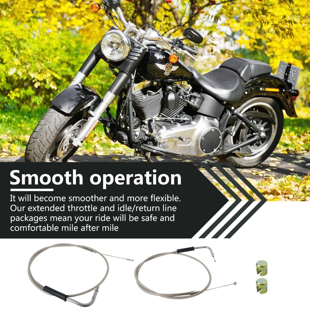Throttle Cable With Idle Kit For 1996-2017 Fat Boy Flstf I For 56884-07 5635696a 56885-07 5635596a Updated Replacement