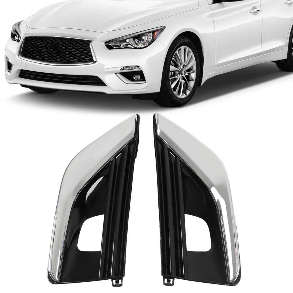 Front Fog Lights Cover Replacement For Q50 2018 2019 2020 Driver And Passenger Side Lamps 62256-6hh0a 62257-6hh0a