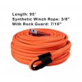 95ft X 3 8 Synthetic Winch Rope W All Rock Guard Sheath 22000 Lbs Hawse Fairlead Compatible With Atv Utv Suv Off-road Orange