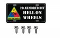 United States Army 2d Armored Div Hell On Wheels Automobile Metal License Plate Including Fastener Screws 