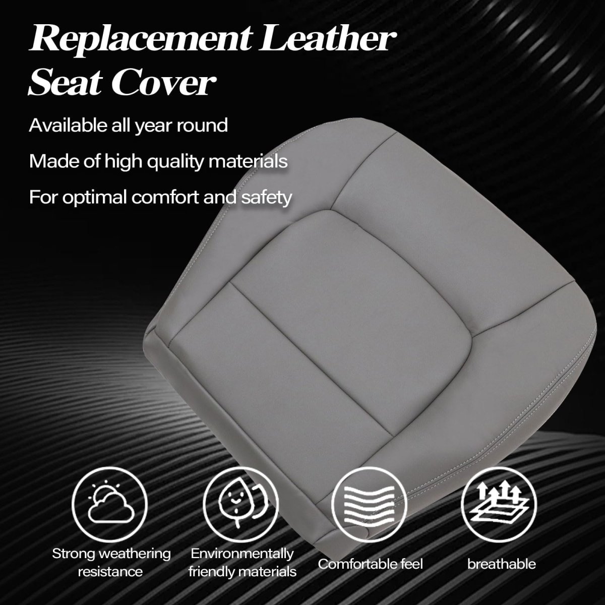 Passenger Side Bottom Replacement Seat Cover For Lexus Lx470 1998 2007 Gray Microfiber Leather Direct Fit Heated And Power