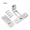 Uxcell Flip Door Latch 201 Stainless Steel 70x64x40mm 90 Degree Gate Bar Hasp Slide Lock Silver Tone 3 Pcs