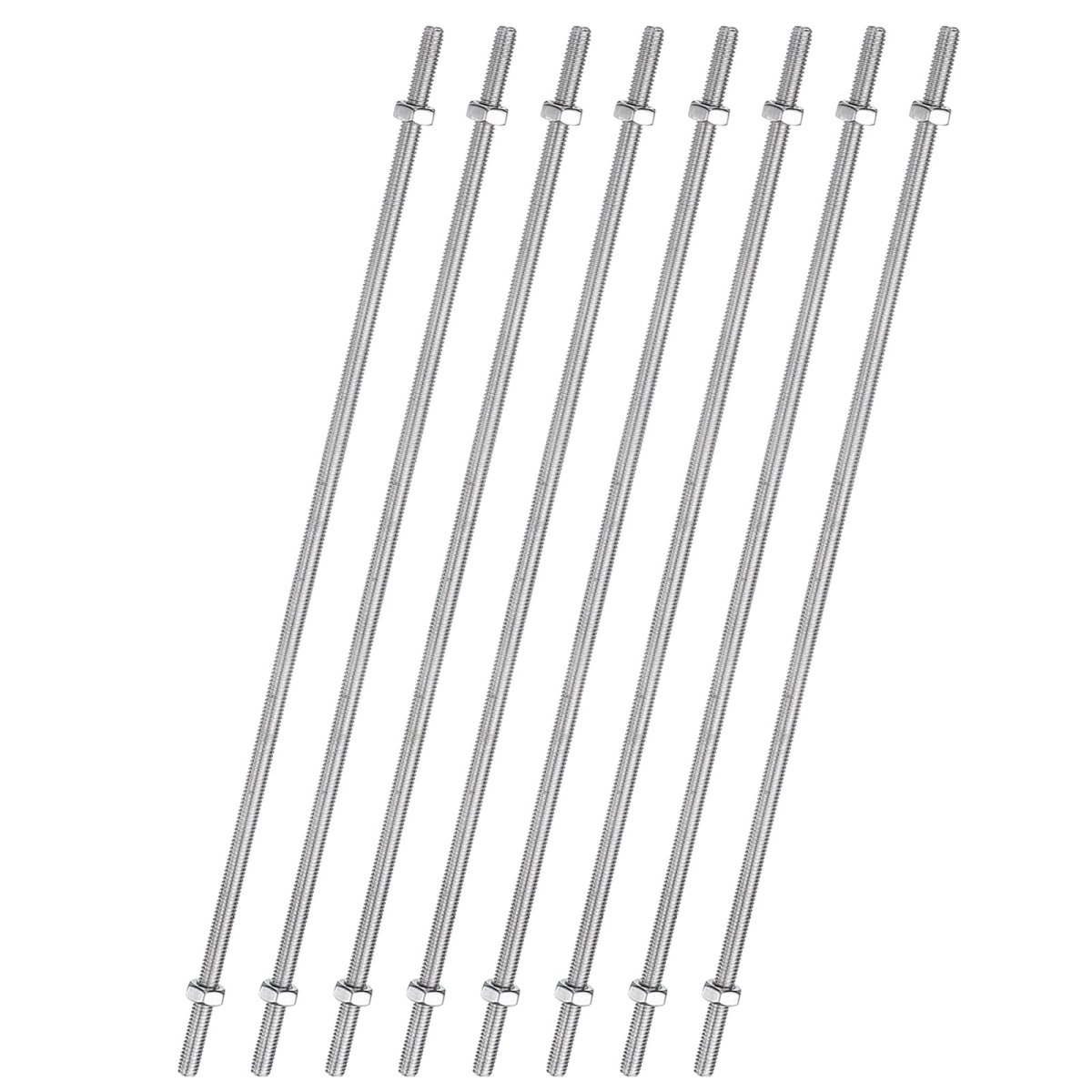 8pcs 8 32 Inch M4 Threaded Rods With 16pcs Hex Nuts 18 304 Stainless Steel Full Threads Right-hand Thread For Hangers U-bolts