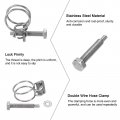 Uxcell 10pcs Double Wire Hose Clamp 21-25mm Adjustable Stainless Steel Clips With M6 Bolt For Dust Collection Pump Pipe