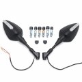 Httmt- Black Universal 10mm 8mm Led Turn Signal Light Indicator Rearview Mirror Compatible With Hond Yamah Suzuk P N