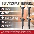 Ignition Coil Pack Set Of 4 Compatible With Hyundai Kia Vehicles 1 4l 6l 8l 2 0l Elantra Tucson Forte Soul Replaces Uf651 C1804