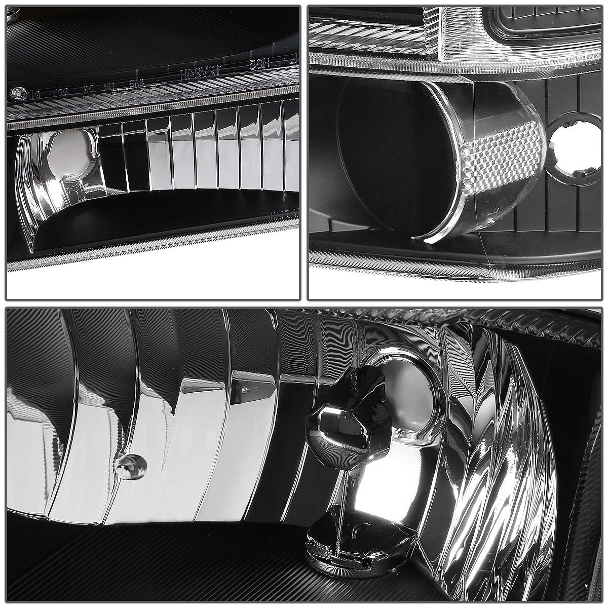 Ford Super Duty 4pcs Black Housing Clear Corner Headlights Smoked Lens Fog Lights Switch
