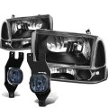 Ford Super Duty 4pcs Black Housing Clear Corner Headlights Smoked Lens Fog Lights Switch 