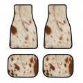 Longhorn Bull Cowhide Car Mats Automotive Animal Skin Rubber Floorpet 4a Pieces Full Set All Weather Protector Non-slip 