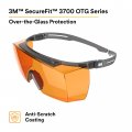 3m Securefit 3700 Series Sf3706as-gry Gray Temples Orange Otg Anti-scratch Lens