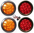 Blingbling New Sparkling 2 Red Amber Round 4 Led Lights Stop Brake Turn Tail Signal For Truck Trailer Rv 