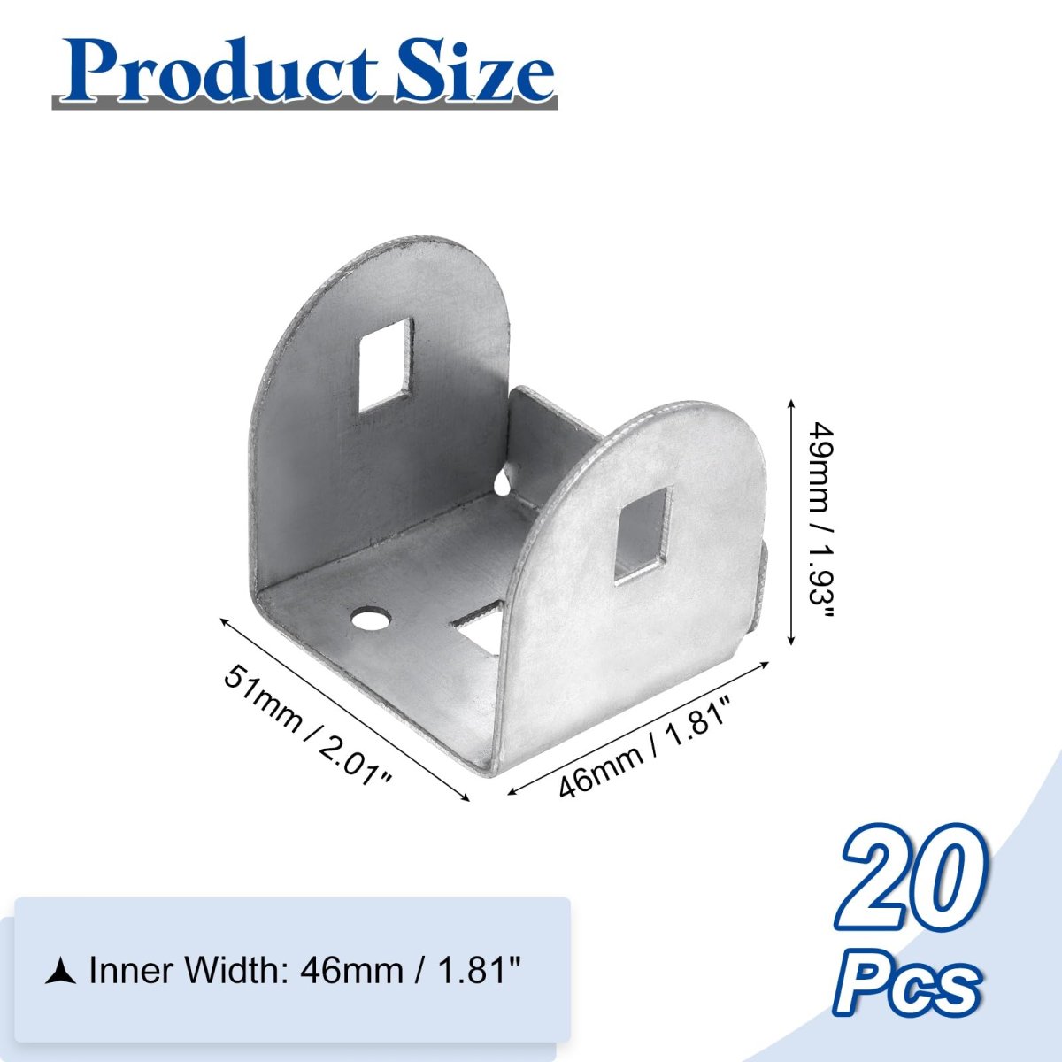 20 Pcs U Bracket For 1 81 In Panels Metal Shaped Fastener Brackets Guardrail Or Partitions Connection Silver 46 X 50 49mm