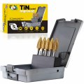 Sh-5 Tungsten Carbide Burr 5pcs Tin Rotary File Flame Shape Double Cut With 1 4 In Shank For Die Grinder Drill Bit 