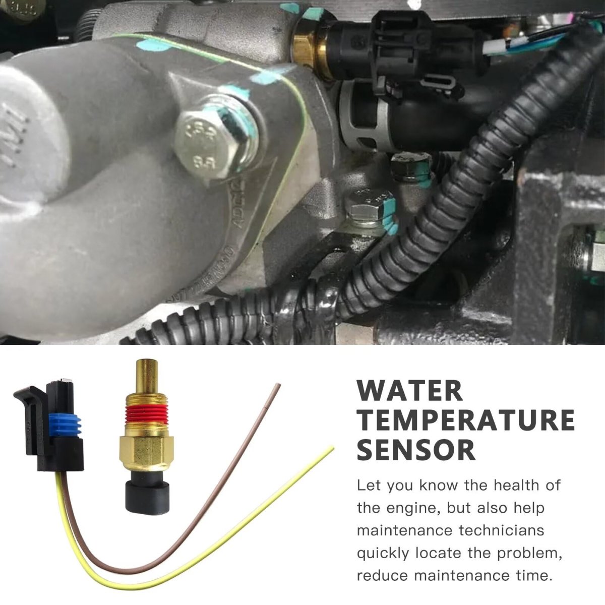 Coolant Temperature Sensor Water Temp Sender Replacement Compatible For Chevrolet El Camino 1985-1987 New Version