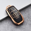Kunio Car Key Case Protector Fit For Toyota Vellfire Alphard Previa Shellring Holder Key Fob Sleeve Chain 5 Buttons Black