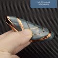 Kunio Car Key Case Protector Fit For Toyota Vellfire Alphard Previa Shellring Holder Key Fob Sleeve Chain 5 Buttons Black