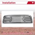 Hecasa Front Hood Bumper Grille Replacement Shell Packaged Compatible With 2009-2012 Dodge Ram 1500 Chrome W O Lights