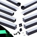 Muzata 10pack 3 3ft 1m Deeper Spotless Led Channel System With Milky White Frosted Diffuser Black Deep Aluminum For Strips 