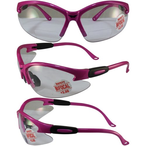 Cougar Safety Glasses Hot Pink Frame Smoke Lens ANSI UV400 Shatterproof Z87