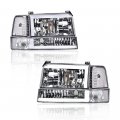 Led Drl Headlights For Ford Bronco F150 F250 F350 1992-1996 Bumper Headlamp Cleara Lensa Chrome Housinga Cleara Reflector