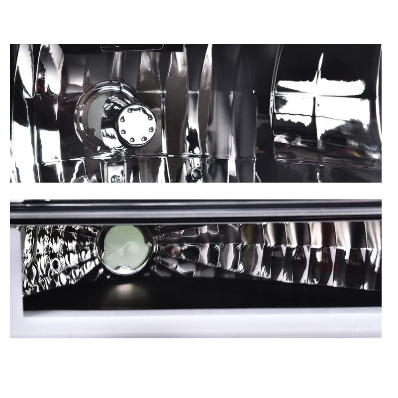 Led Drl Headlights For Ford Bronco F150 F250 F350 1992-1996 Bumper Headlamp Cleara Lensa Chrome Housinga Cleara Reflector