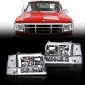 Led Drl Headlights For Ford Bronco F150 F250 F350 1992-1996 Bumper Headlamp Cleara Lensa Chrome Housinga Cleara Reflector