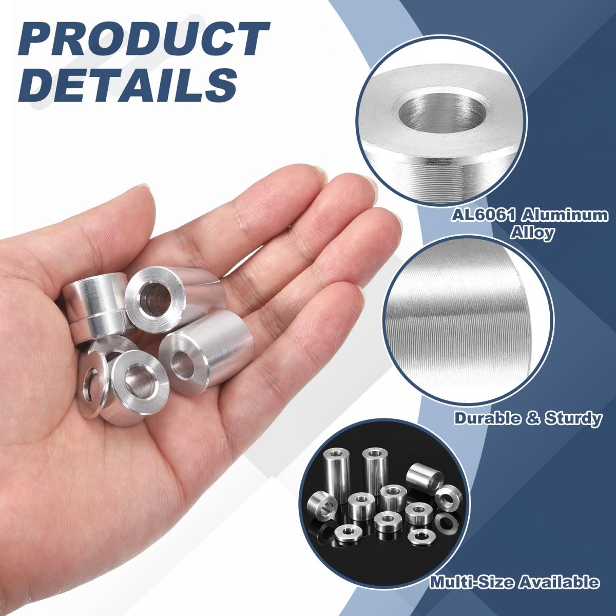 5pcs Aluminum Spacer 3 4 Od X 5 16 Id 1-3 Length Screw Standoff Bushing Plain Finish Unthreaded Round Metal For Screws Bolts