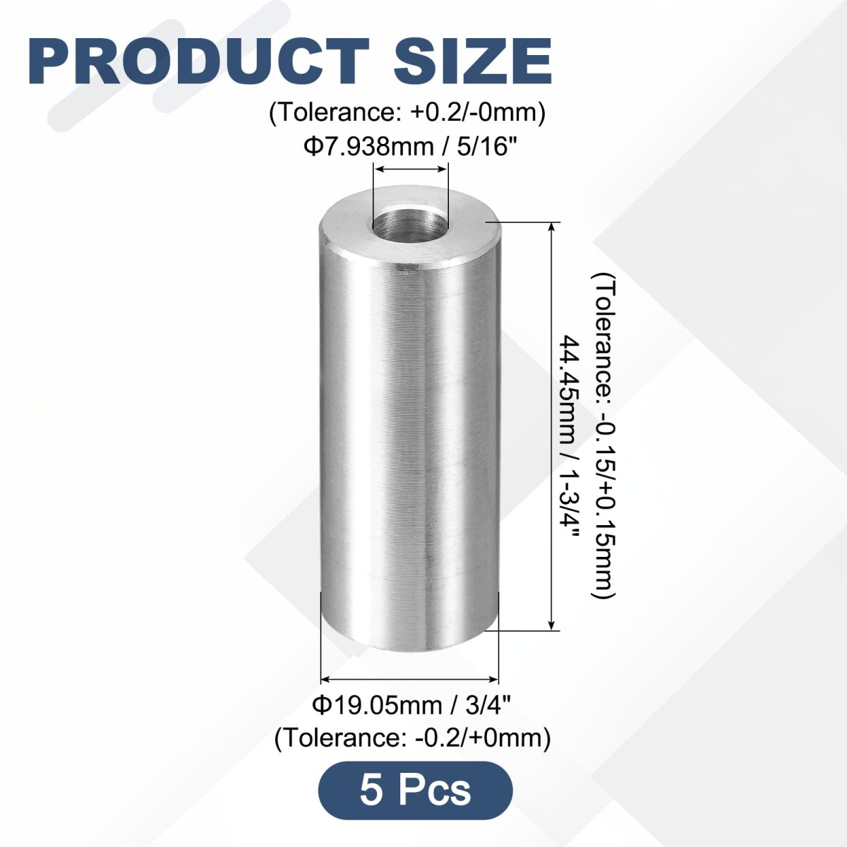 5pcs Aluminum Spacer 3 4 Od X 5 16 Id 1-3 Length Screw Standoff Bushing Plain Finish Unthreaded Round Metal For Screws Bolts