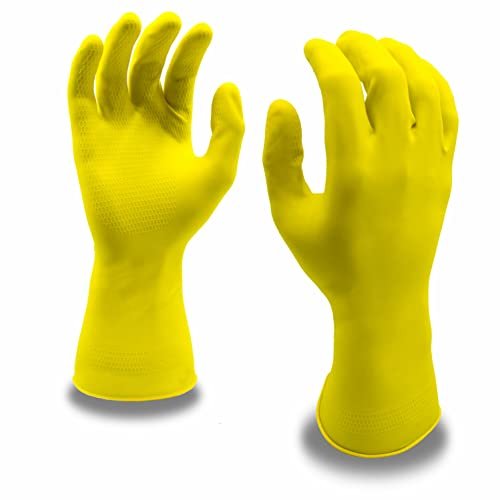 Cordova 4258r Yellow Flock-lined Latex Gloves Rolled Cuff Weight Medium 12-pack
