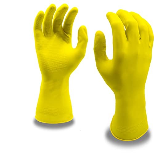 Cordova 4258r Yellow Flock-lined Latex Gloves Rolled Cuff Weight Medium 12-pack