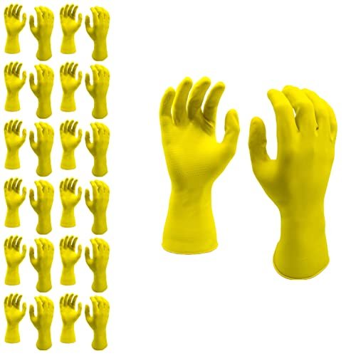 Cordova 4258r Yellow Flock-lined Latex Gloves Rolled Cuff Weight Medium 12-pack