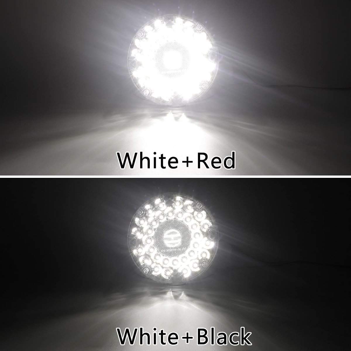 Partsam 2pcs 7 Round Transit Backup Lights Amber 36 Led Inch White Bus Back-up Reverse Built-in Reflex Lens Trailer Truck Tail