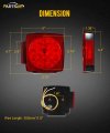 Partsam Pair Slim Square Led Trailer Light Submersible Tail Lights 15 Red 4 White Leds 5050 Smd Stop Turn With Side Clearance