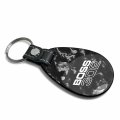 Ipick Image For Ford Mustang Boss 302 Led Printed On Real Black Forged Style Carbon Fiber Tear-drop Shape Key Chain Keychain