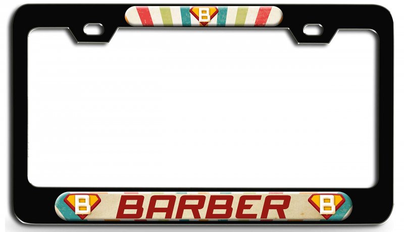 Barber Career 3d Metal License Plate Frame Universal Fit For Auto Suv Truck Heavy Duty Weather Proof Tag Holder 12 In X 6