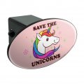 Save The Unicorns Rainbow Funny Humor Oval Tow Trailer Hitch Cover Plug Insert