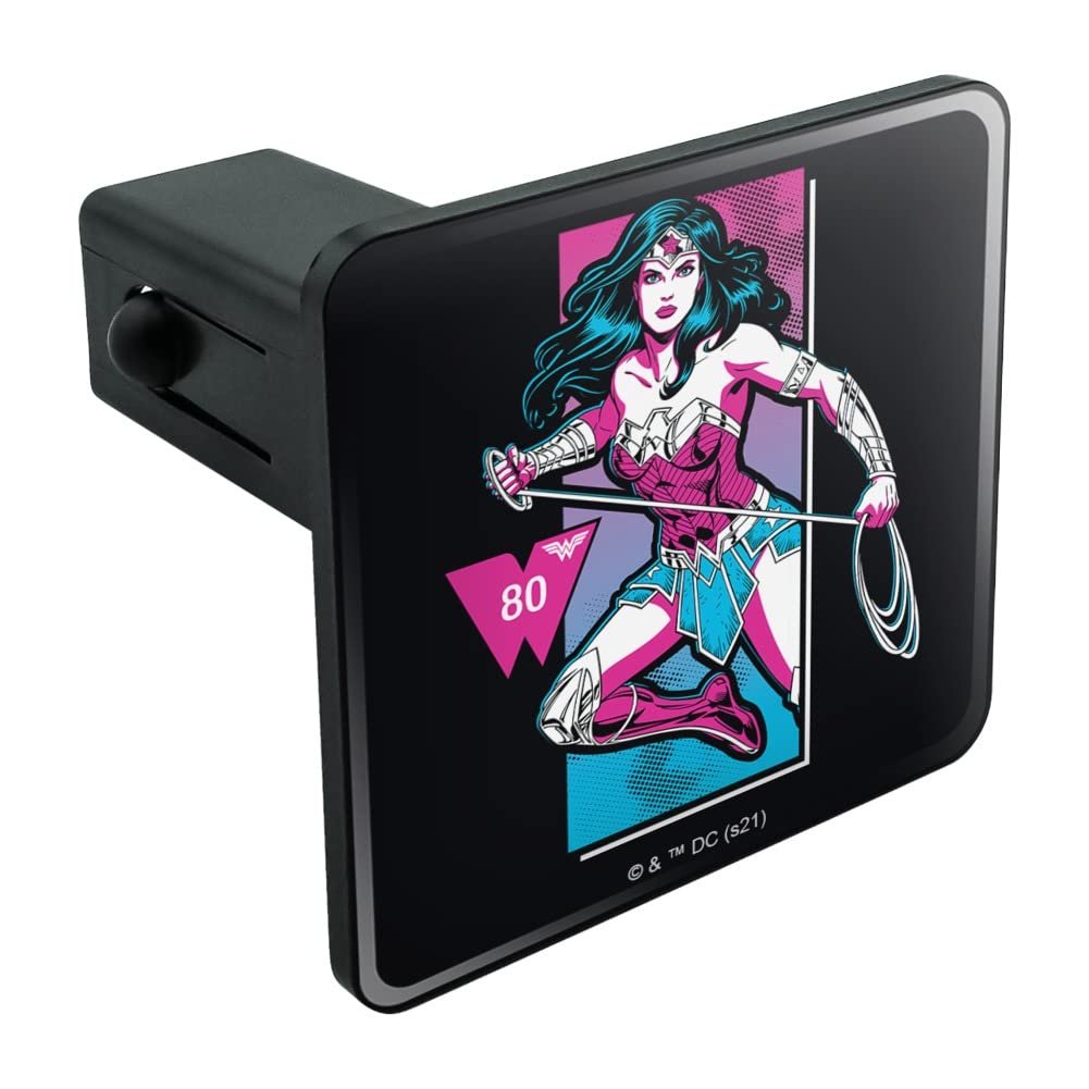 Wonder Woman 80th Pop Tow Trailer Hitch Cover Plug Insert For 1 25 In Receivers Durable Black Abs Plastic With Uv Resistant