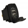 Mictuning Universal Rocker Style Car Usb Charger With Blue Led Light Dual Power Socket For Switch Panel