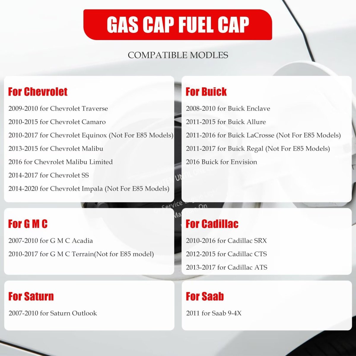 Gt329 Gas Cap Fuel Replacement Fit For 2008-2010 Buick Enclave Replace 23368720 20760816 20870446