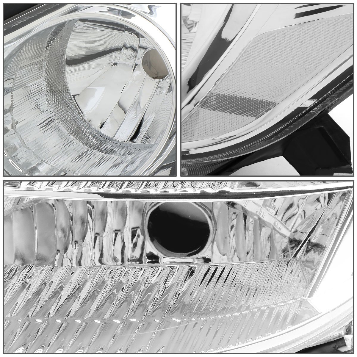 Auto Dynasty Chrome Housing Clear Corner Head Lamps Tool Kit For Sienna 04-05