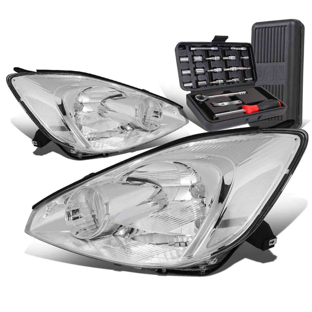 Auto Dynasty Chrome Housing Clear Corner Head Lamps Tool Kit For Sienna 04-05