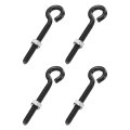 4 Pack Eye Bolts M6 X 60mm 304 Stainless Steel Threadedbolt Black Eye Hooks With Nut For Hanging Or Securing Cables 