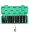 11 Piece 1 2 In Deep Impact Socket Set With Adapter Long Sockets 10 To 24mm Cr-v Steel Wd40565