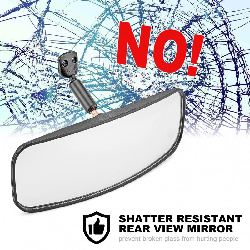 Center Rear View Convex Mirror For 2017 2023 Polaris Ranger 500 570 900 1000 Xp With Factory Drop Down Mounting Tab Wide Angle