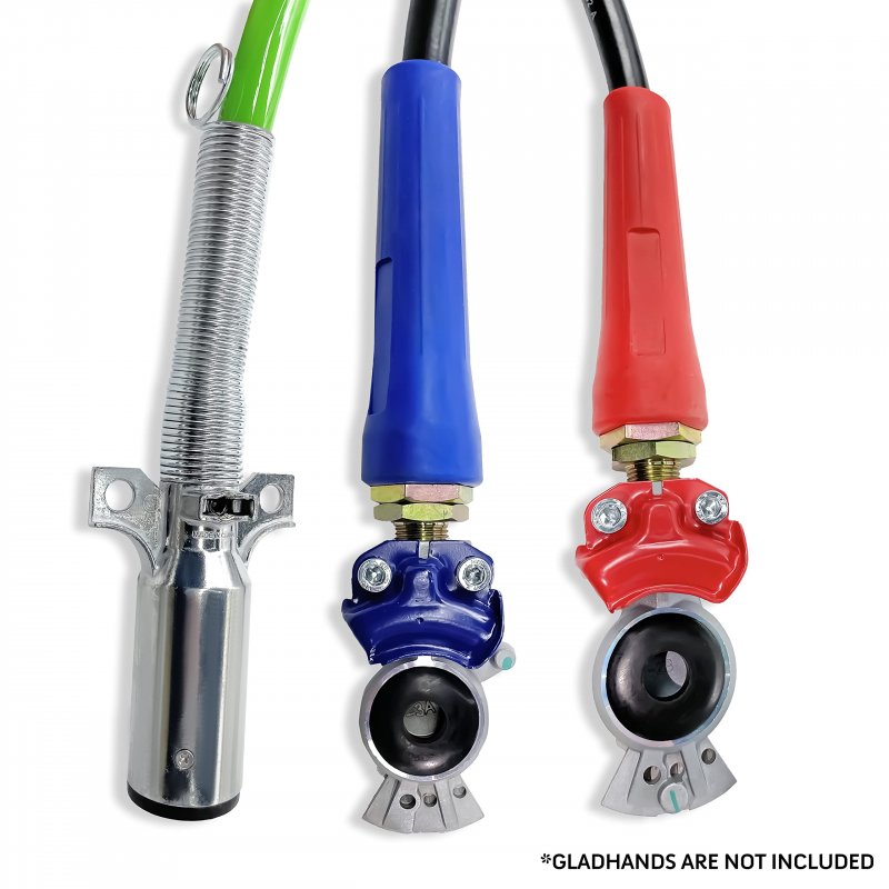 Torque 15ft 3 In 1 Abs Air Power Line Hose Wrap 7 Way Electrical Cable With Handle Grip 25 Tender Spring For Semi Truck Trailer